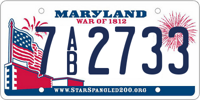 MD license plate 7AB2733