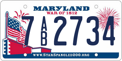 MD license plate 7AB2734