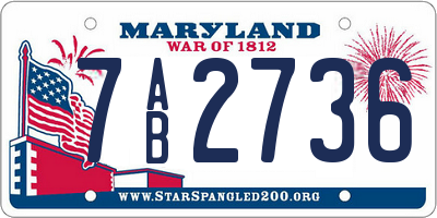 MD license plate 7AB2736