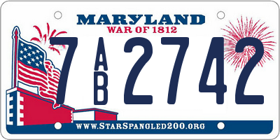 MD license plate 7AB2742