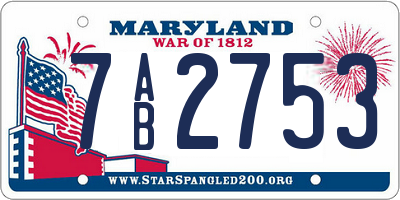 MD license plate 7AB2753