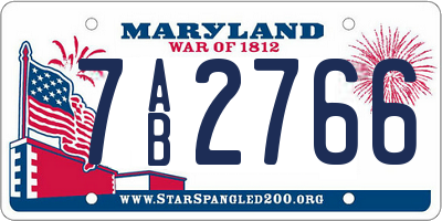 MD license plate 7AB2766