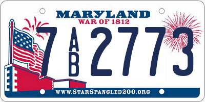 MD license plate 7AB2773