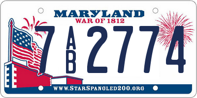 MD license plate 7AB2774