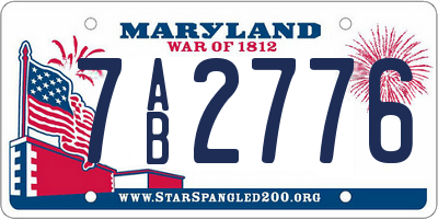 MD license plate 7AB2776