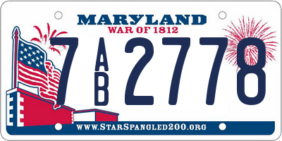 MD license plate 7AB2778
