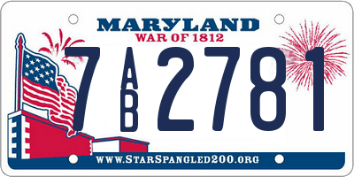 MD license plate 7AB2781