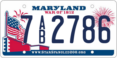 MD license plate 7AB2786