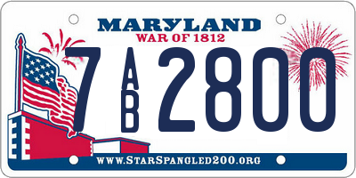 MD license plate 7AB2800