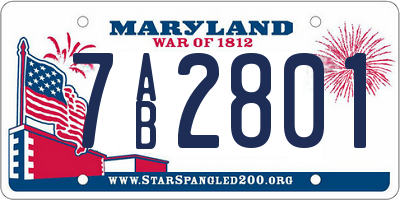 MD license plate 7AB2801