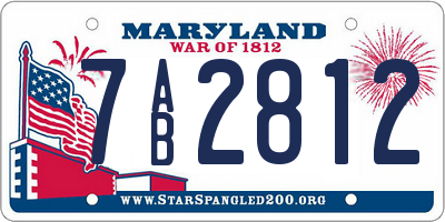 MD license plate 7AB2812