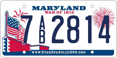 MD license plate 7AB2814