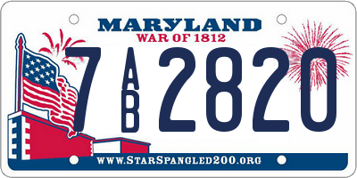MD license plate 7AB2820