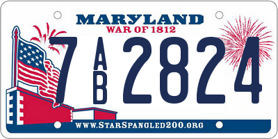MD license plate 7AB2824