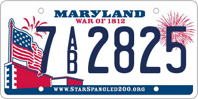 MD license plate 7AB2825