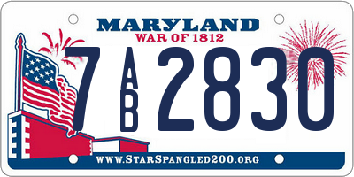 MD license plate 7AB2830