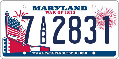 MD license plate 7AB2831