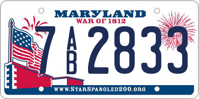 MD license plate 7AB2833