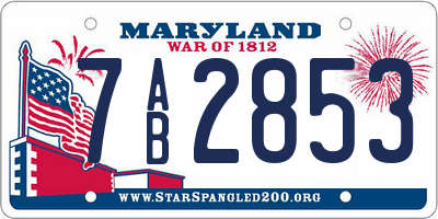 MD license plate 7AB2853