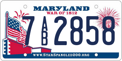 MD license plate 7AB2858