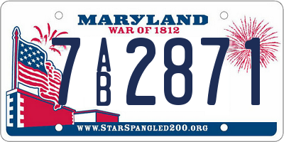 MD license plate 7AB2871