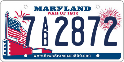 MD license plate 7AB2872