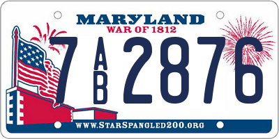MD license plate 7AB2876