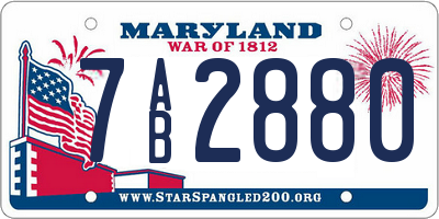 MD license plate 7AB2880