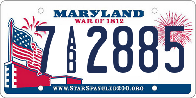 MD license plate 7AB2885
