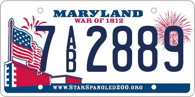 MD license plate 7AB2889