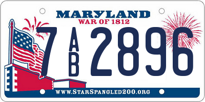 MD license plate 7AB2896