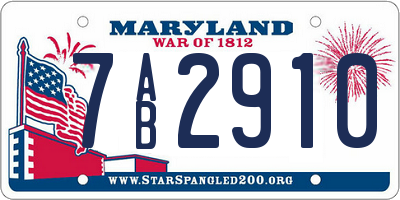 MD license plate 7AB2910