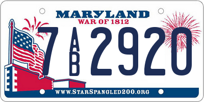 MD license plate 7AB2920