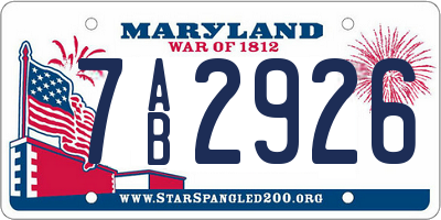 MD license plate 7AB2926