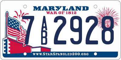 MD license plate 7AB2928