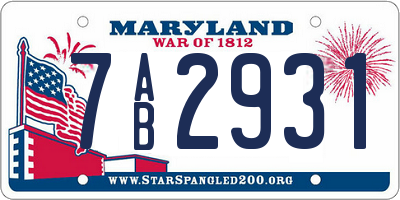 MD license plate 7AB2931