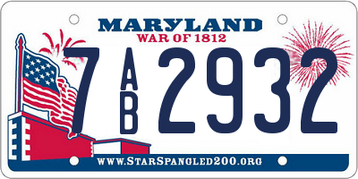 MD license plate 7AB2932