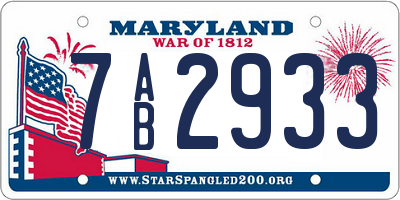 MD license plate 7AB2933