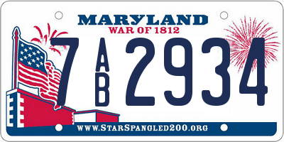 MD license plate 7AB2934