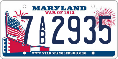 MD license plate 7AB2935