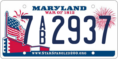 MD license plate 7AB2937