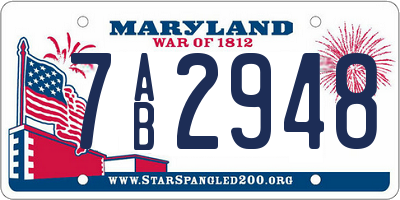 MD license plate 7AB2948