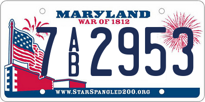 MD license plate 7AB2953