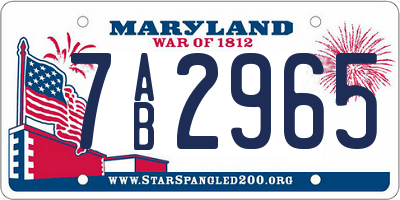 MD license plate 7AB2965