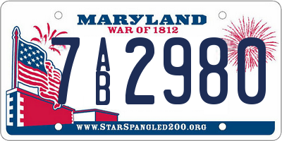 MD license plate 7AB2980
