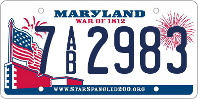 MD license plate 7AB2983