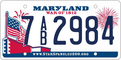 MD license plate 7AB2984