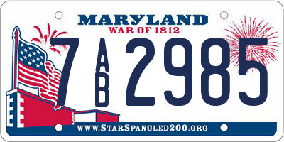 MD license plate 7AB2985