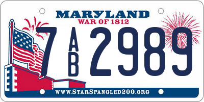 MD license plate 7AB2989