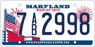 MD license plate 7AB2998